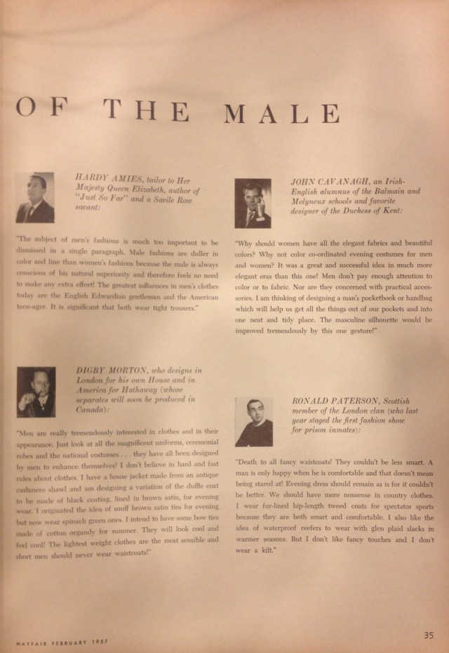 MENSWEAR mayfair feb 1957